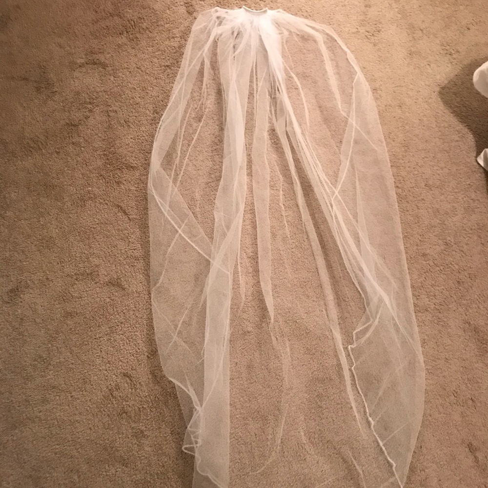 White Waltz Length Wedding Veil